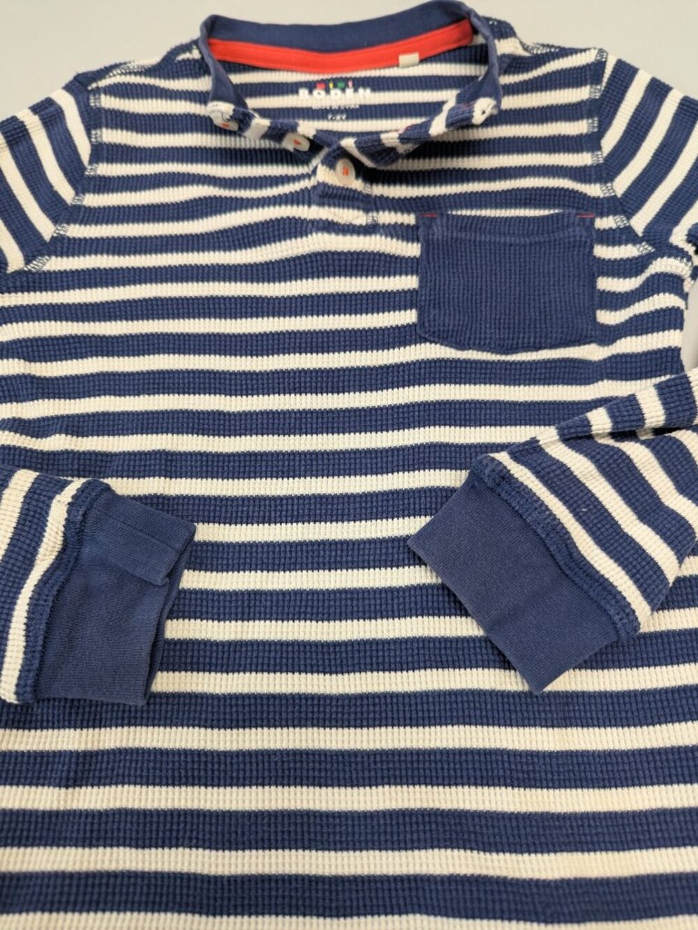 Mini Boden Boys Waffle Knit Henley 7-8Y